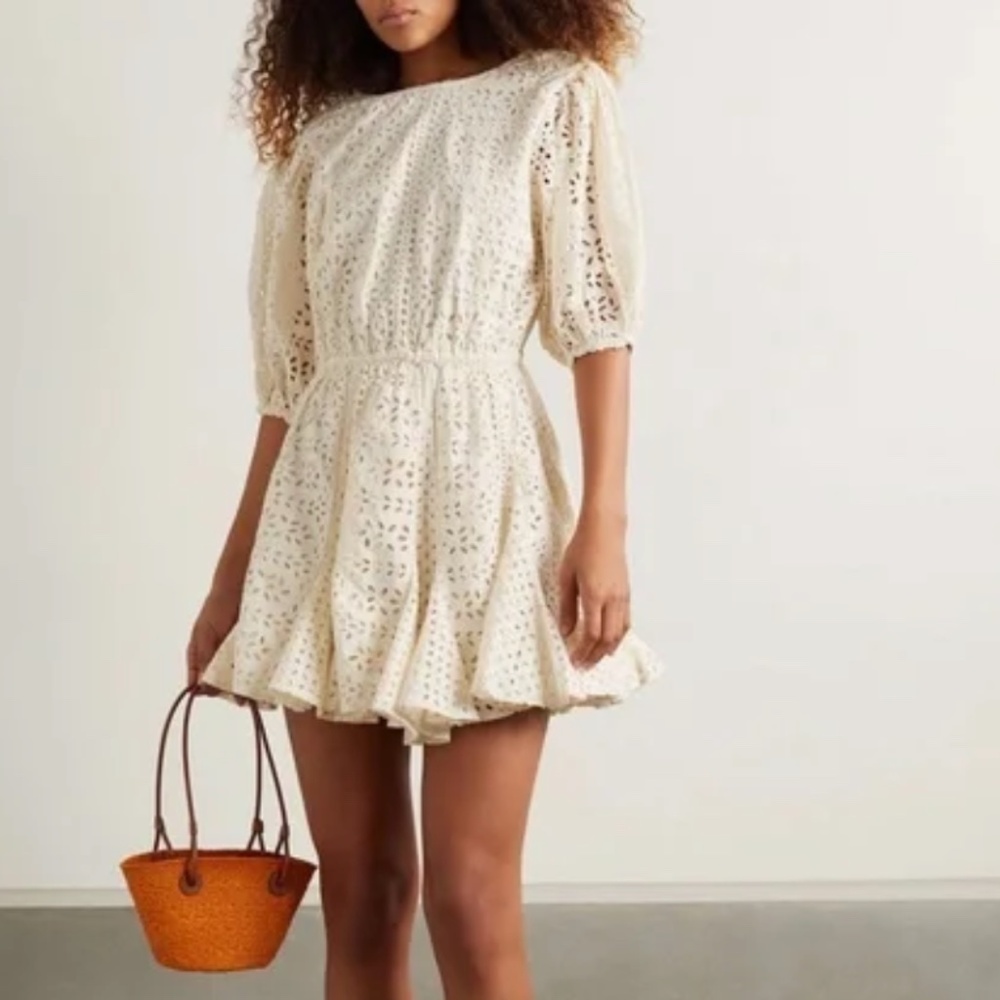 Rhode Molly open-back broderie anglaise cotton mini dress